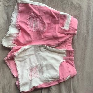 Pink and white shorts